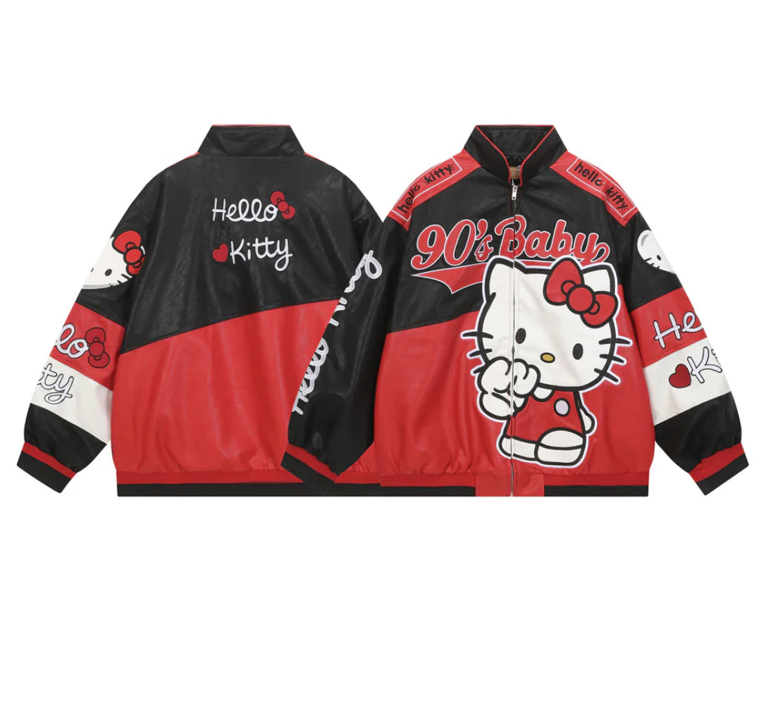 Hellokitty Red and Black faux leather Jacket