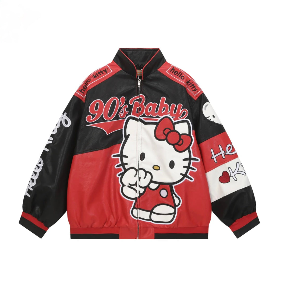 Hellokitty Red and Black faux leather Jacket